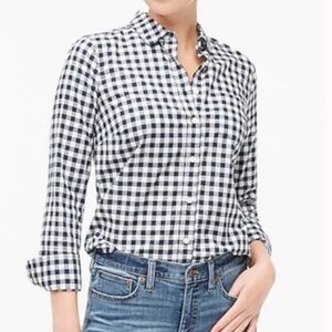 NWT J. Crew Factory Navy & White Plaid Cotton Boy Fit Button Down Shirt